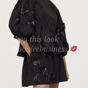 H&M Sequin Appliquéd Blouse + Shorts Set